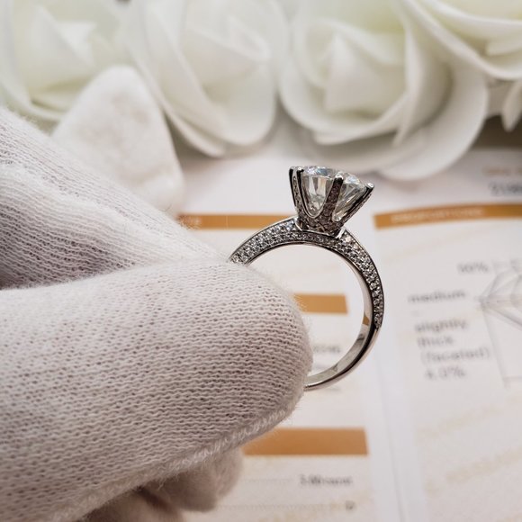 3 Carats Moissanite Engagement Ring in 925 Sterling Silver Band D-VVS1 - Picture 5 of 8